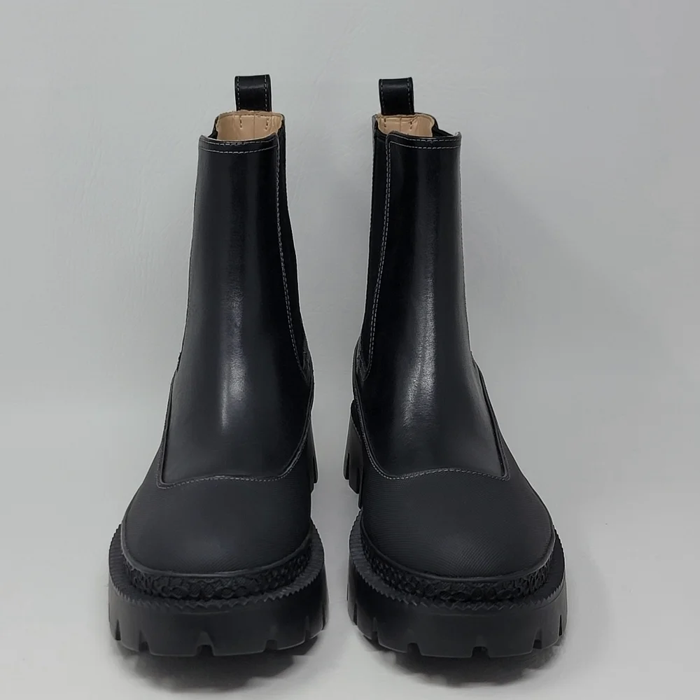 Coach Women's Pull Up Bootie Jayla Leather Bootie Size 9.5 B Black Chunky New